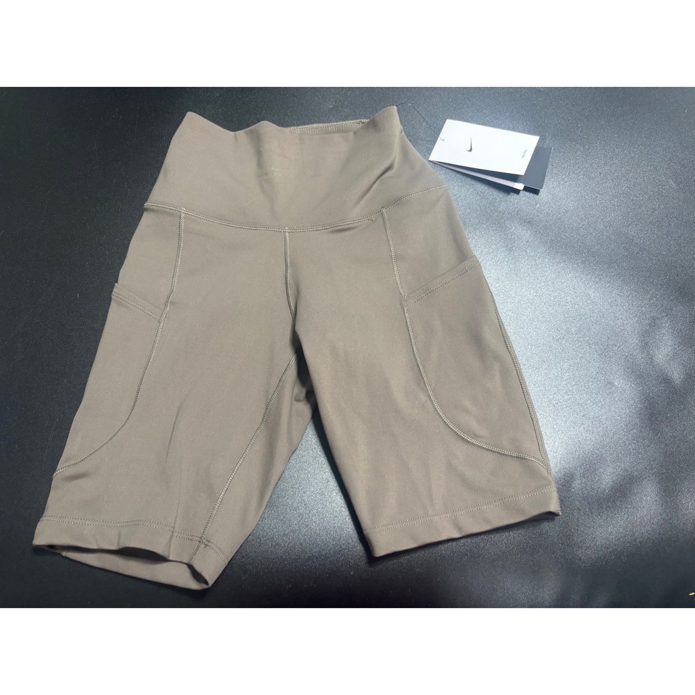 Nike NEW Women's High Waisted Pockets Biker Shorts Green Size XS